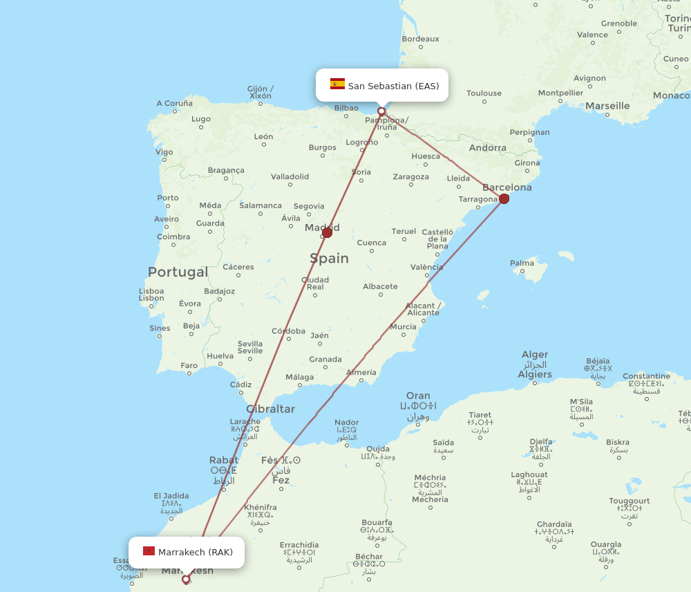 EAS-RAK flight routes