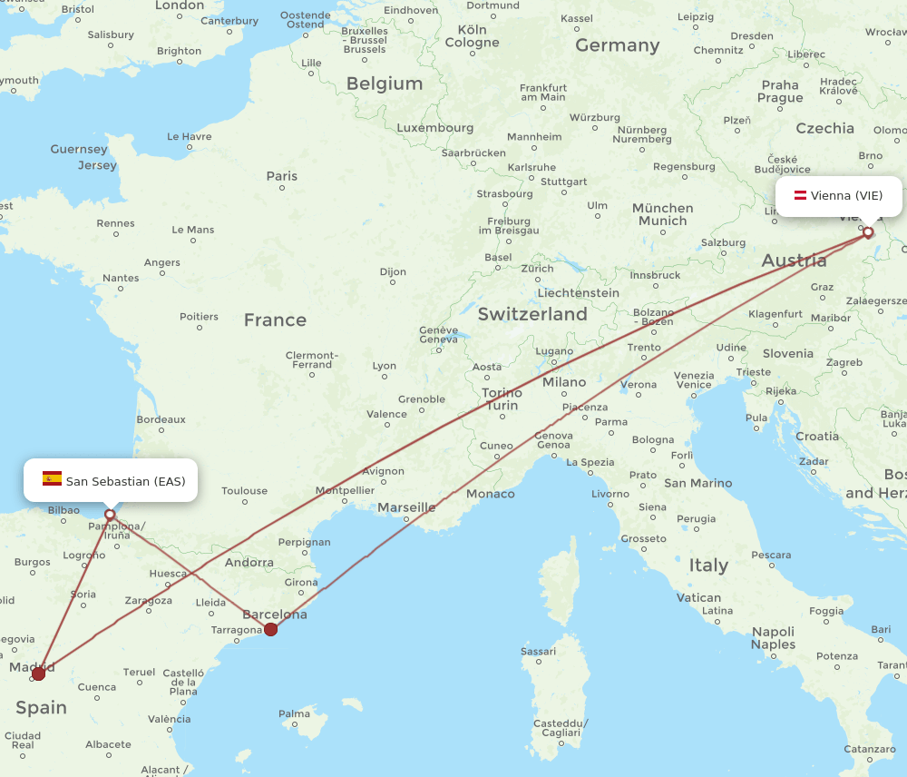 EAS-VIE flight routes