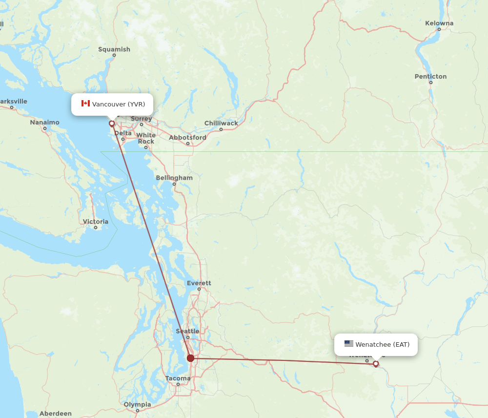 EAT-YVR flight routes