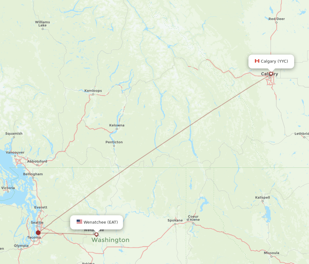 EAT-YYC flight routes