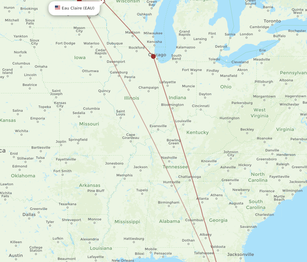 EAU-SRQ flight routes