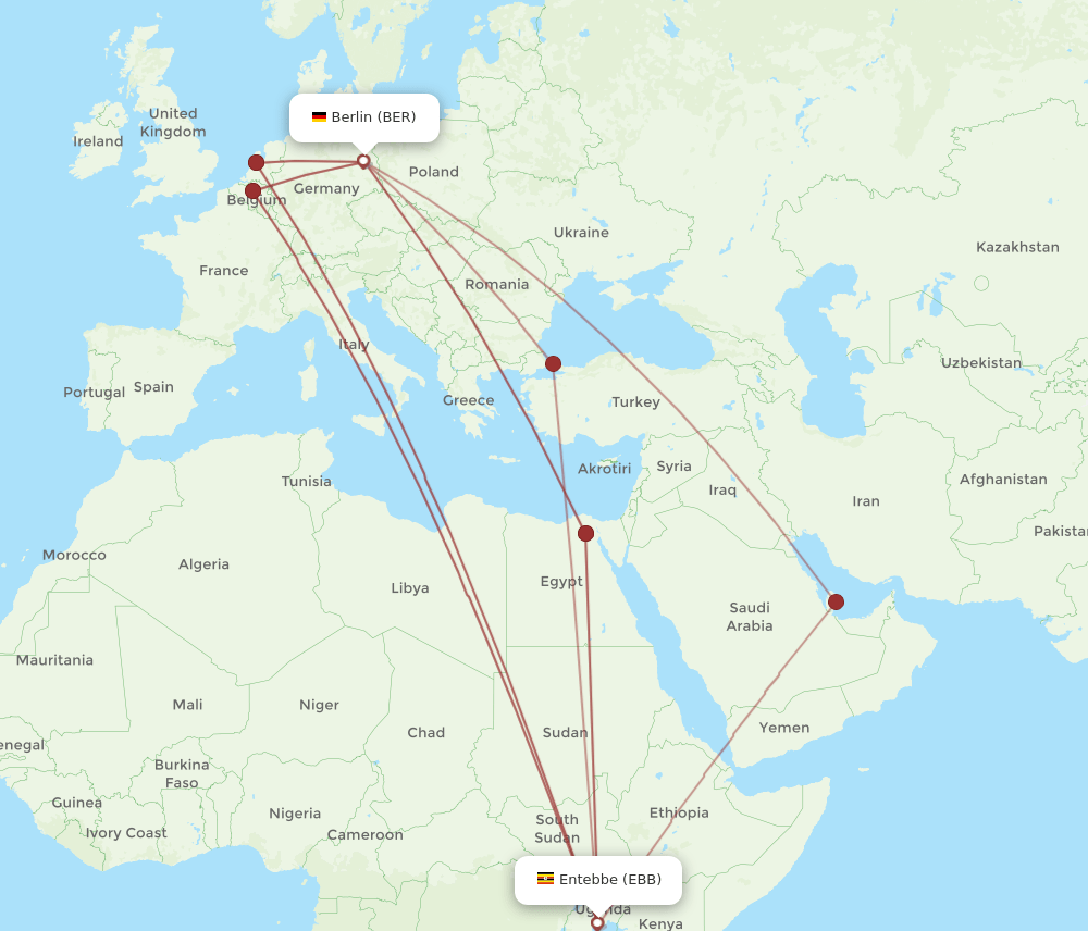 EBB-BER flight routes