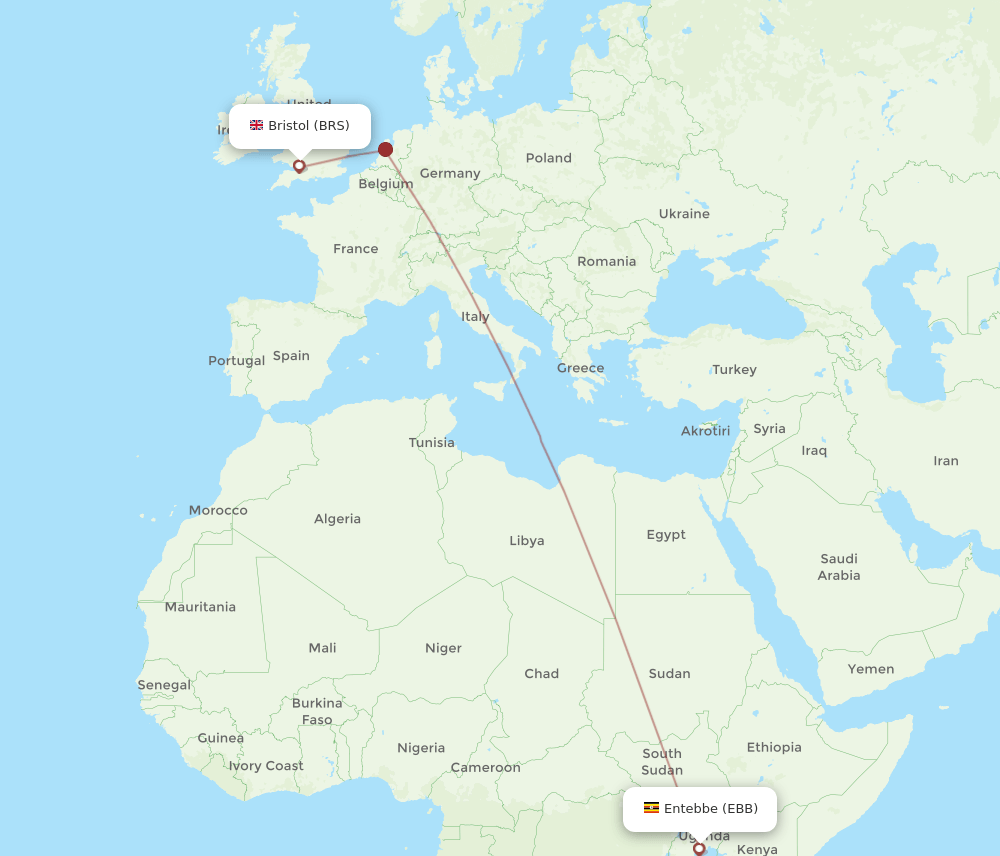 EBB-BRS flight routes
