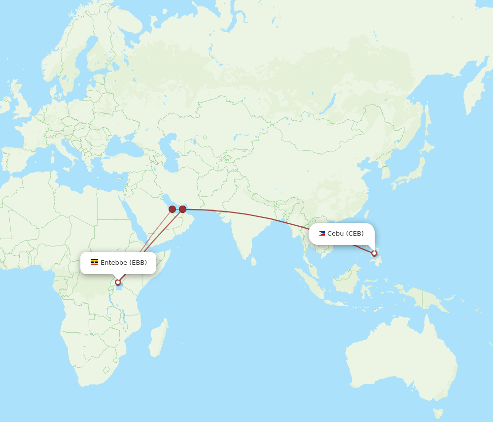 EBB-CEB flight routes