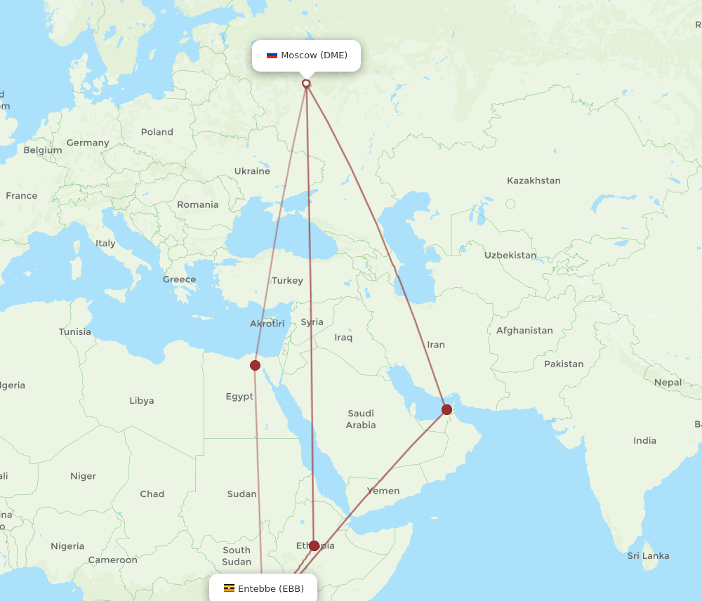 EBB-DME flight routes