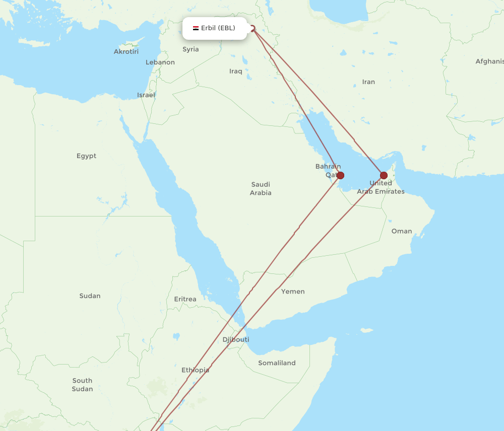 EBB-EBL flight routes