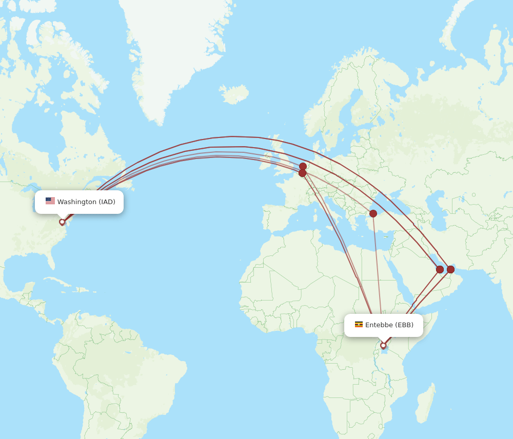 EBB-IAD flight routes