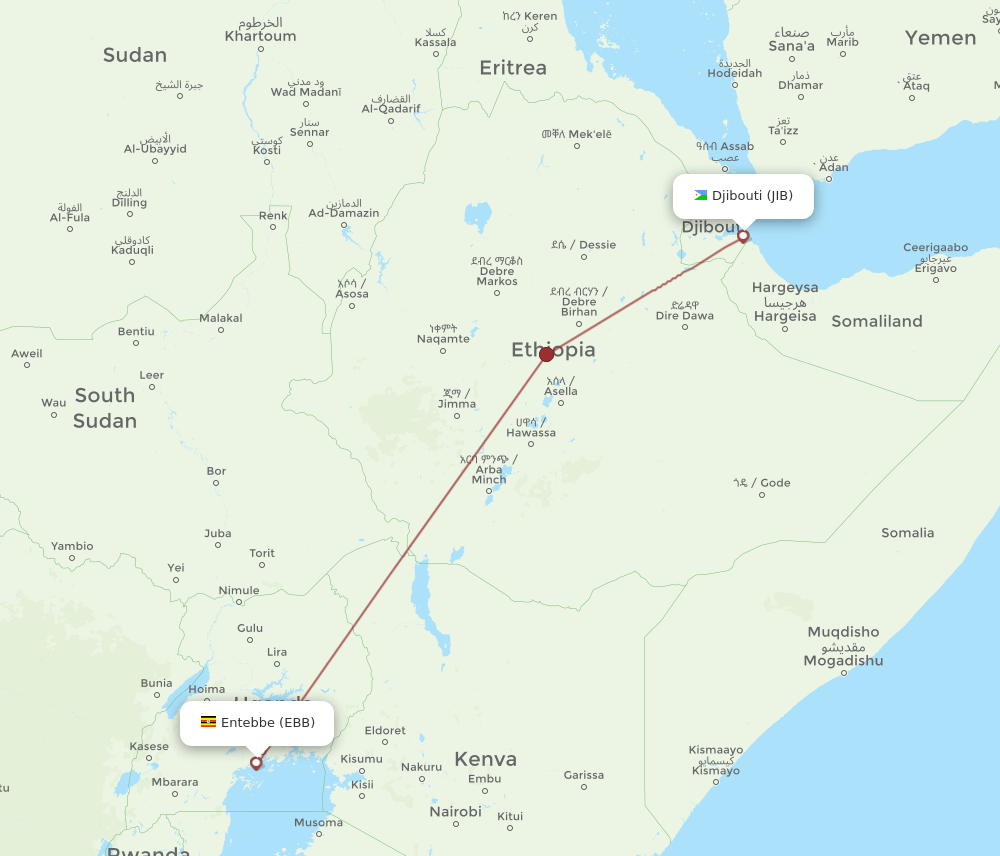 EBB-JIB flight routes