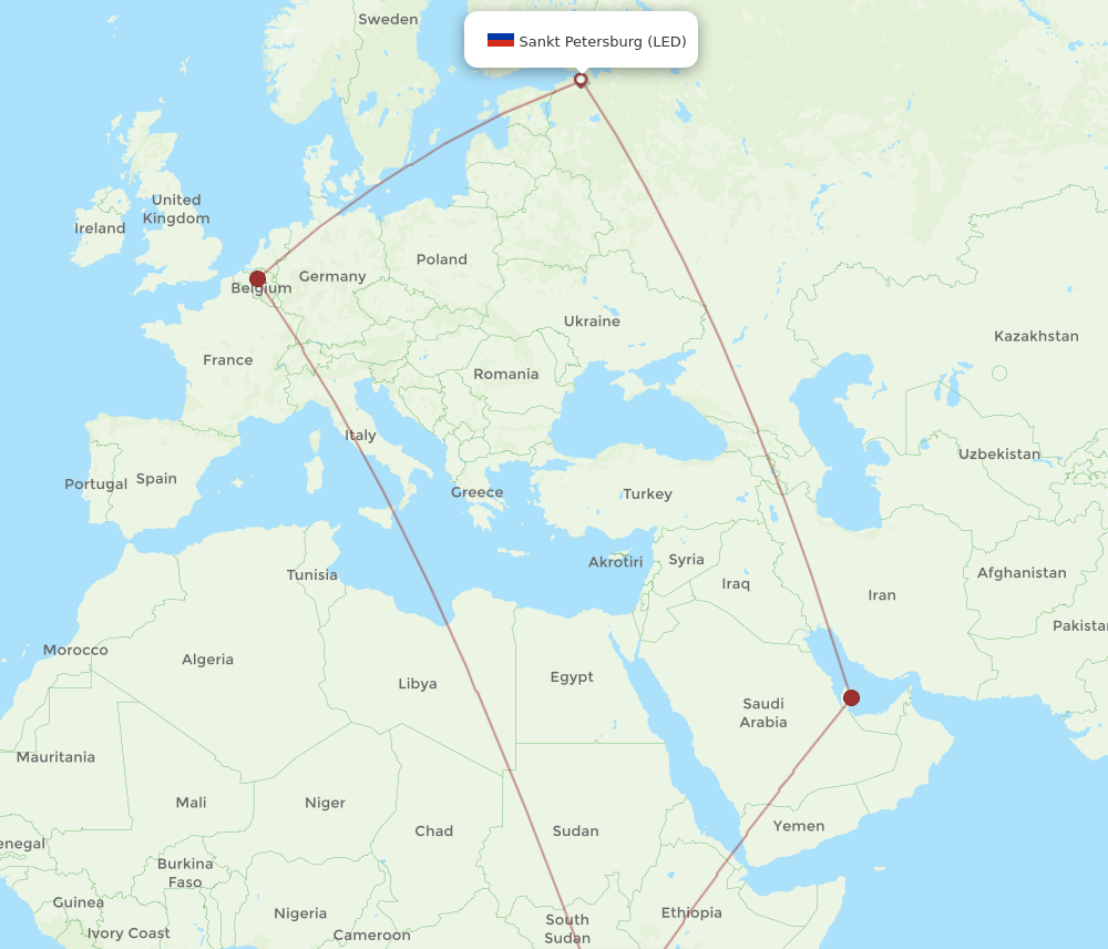 EBB-LED flight routes