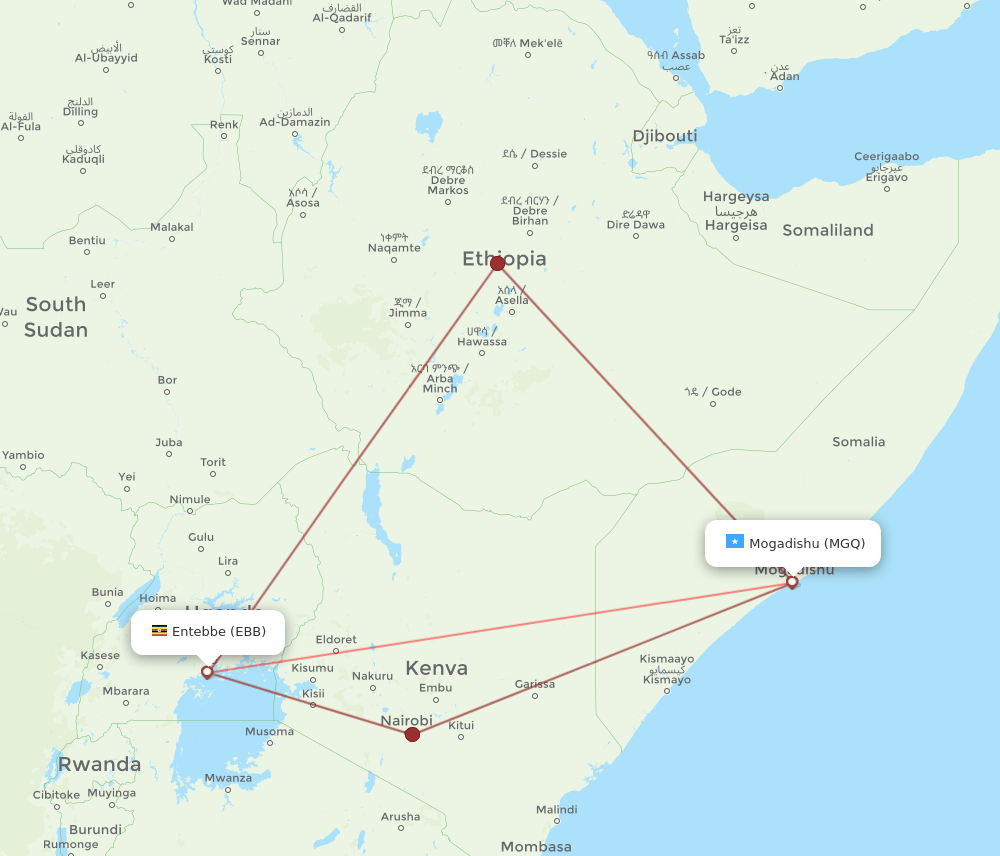 EBB to MGQ flights and routes map