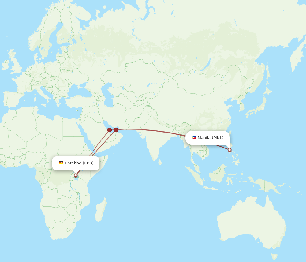EBB to MNL flights and routes map