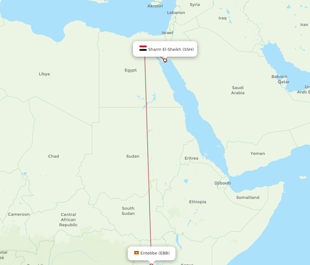 EBB to SSH flights and routes map