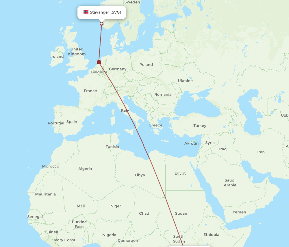EBB-SVG flight routes