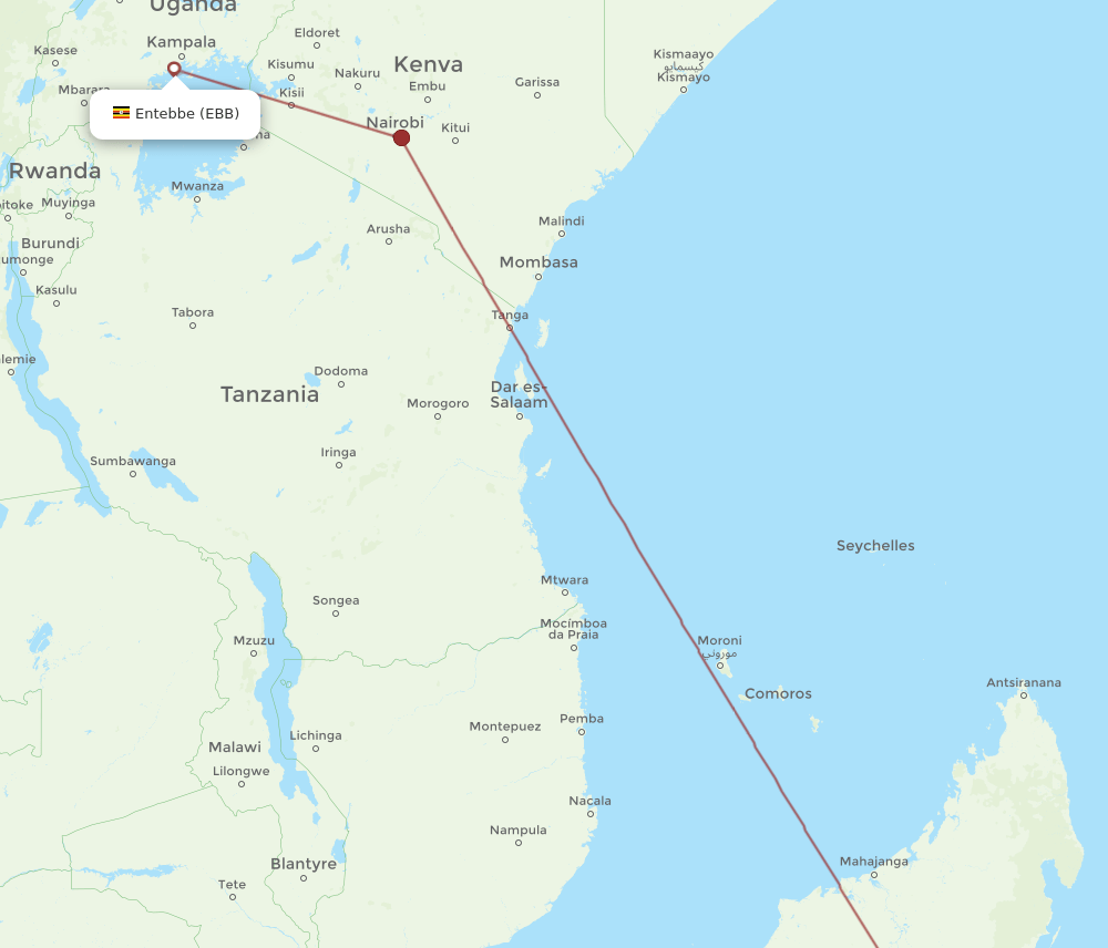 EBB-TNR flight routes