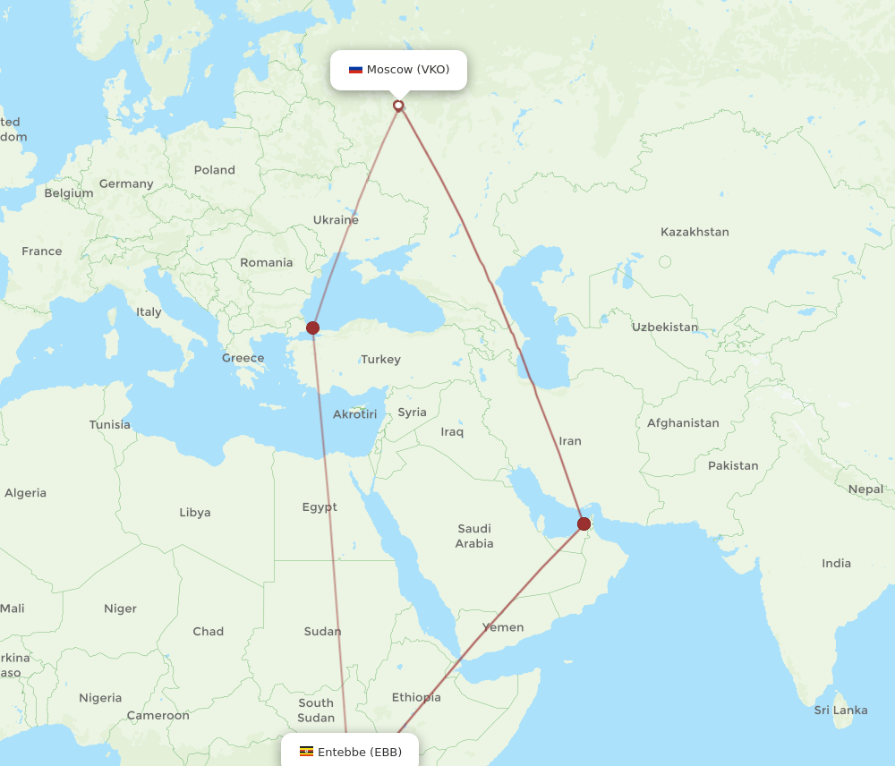 EBB-VKO flight routes