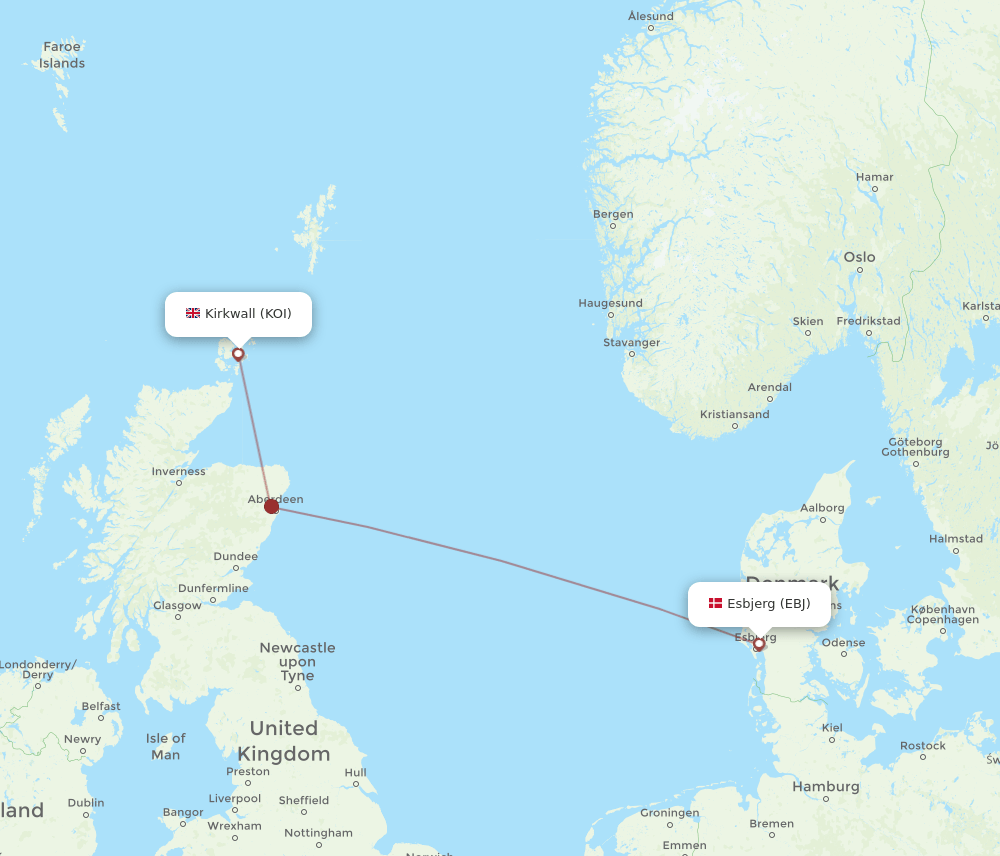 EBJ-KOI flight routes
