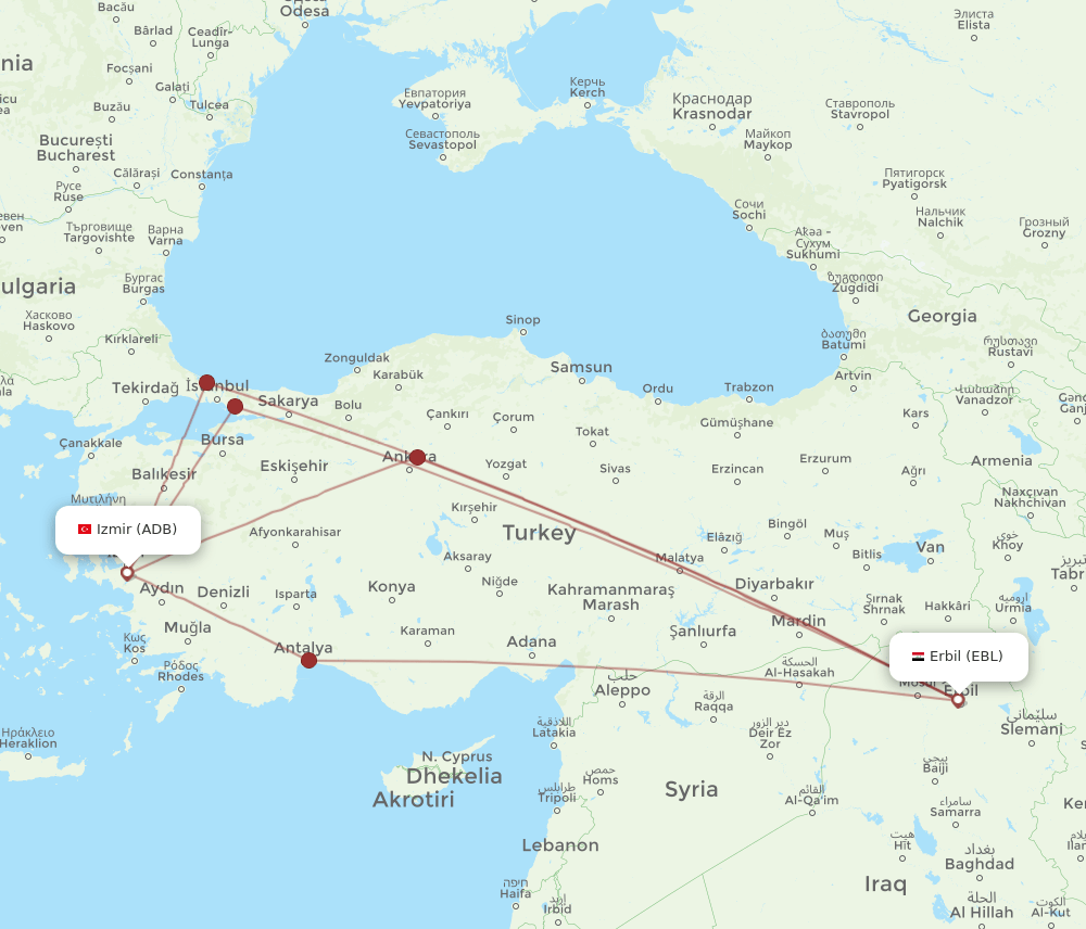 EBL-ADB flight routes