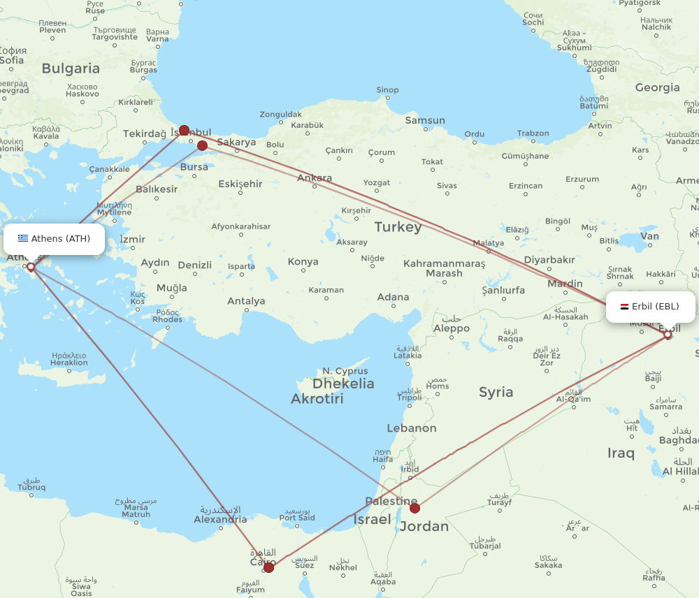 EBL-ATH flight routes