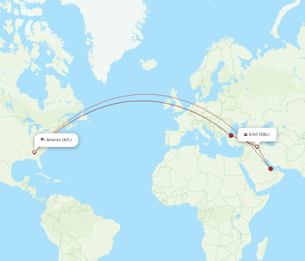 EBL-ATL flight routes