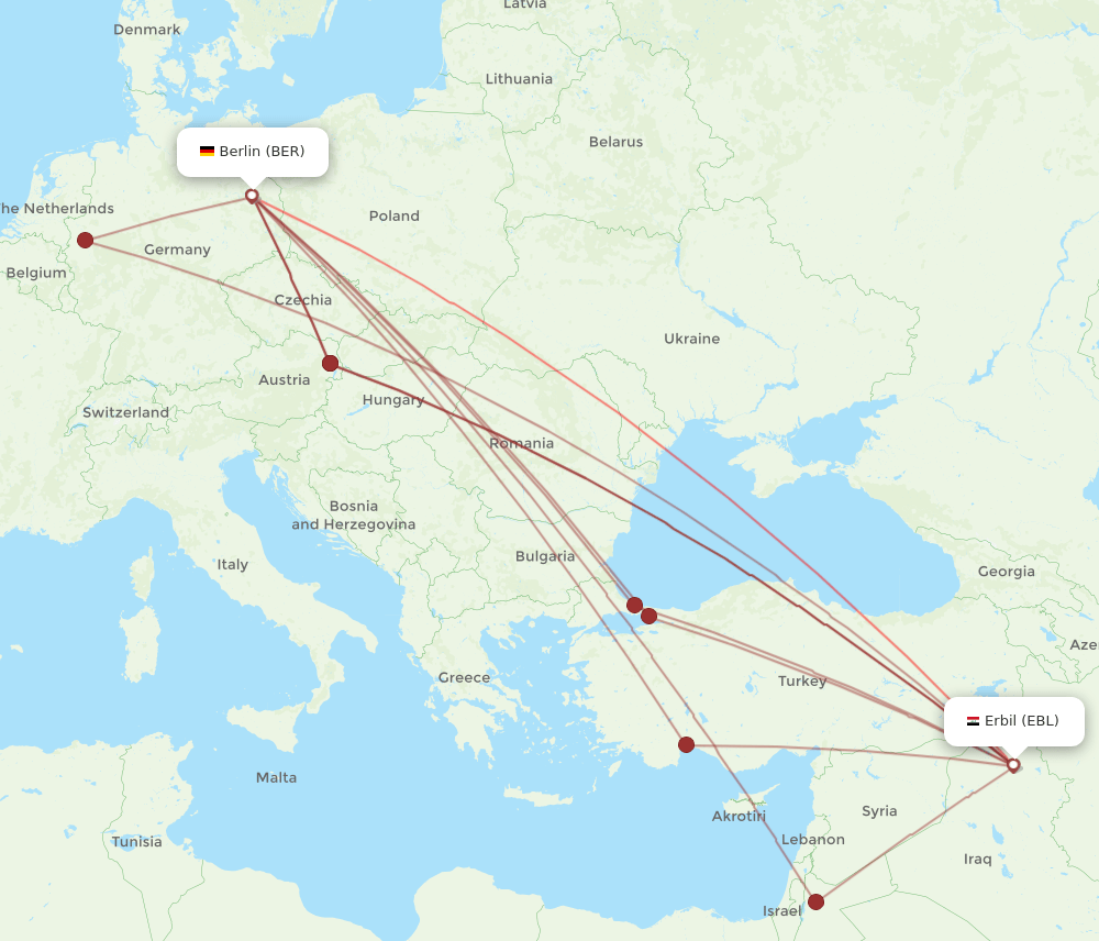 EBL-BER flight routes