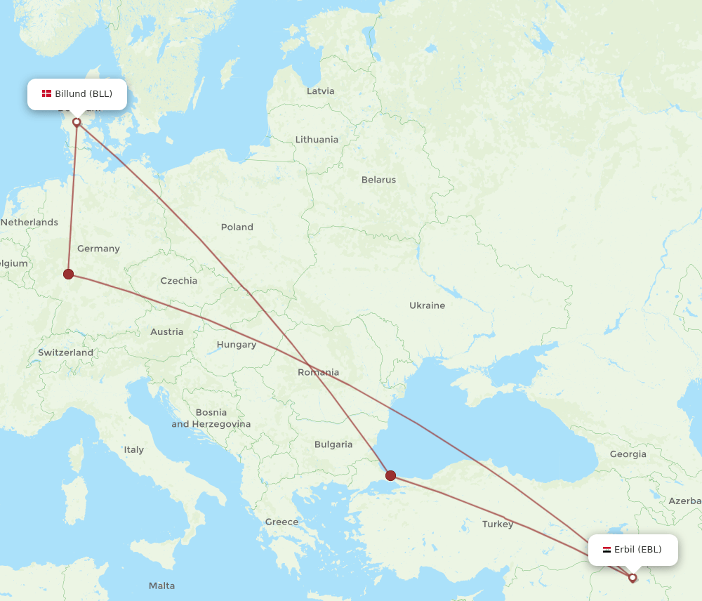 EBL-BLL flight routes