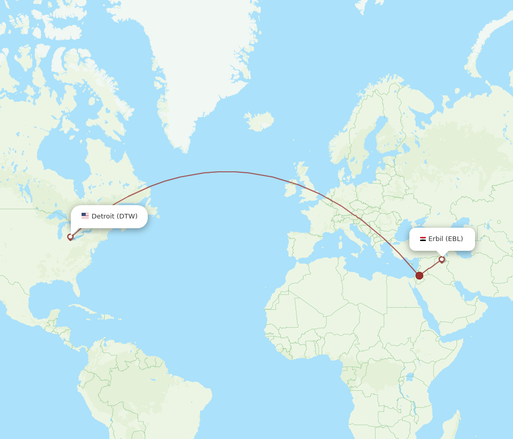 EBL-DTW flight routes