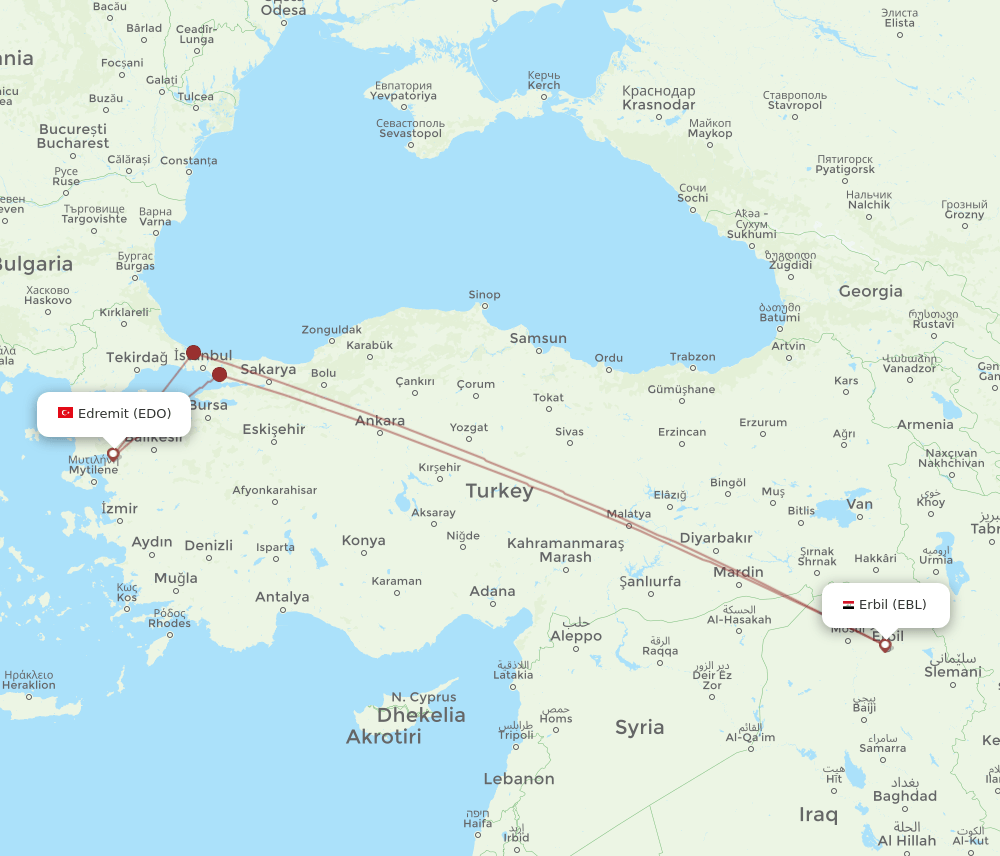 EBL-EDO flight routes