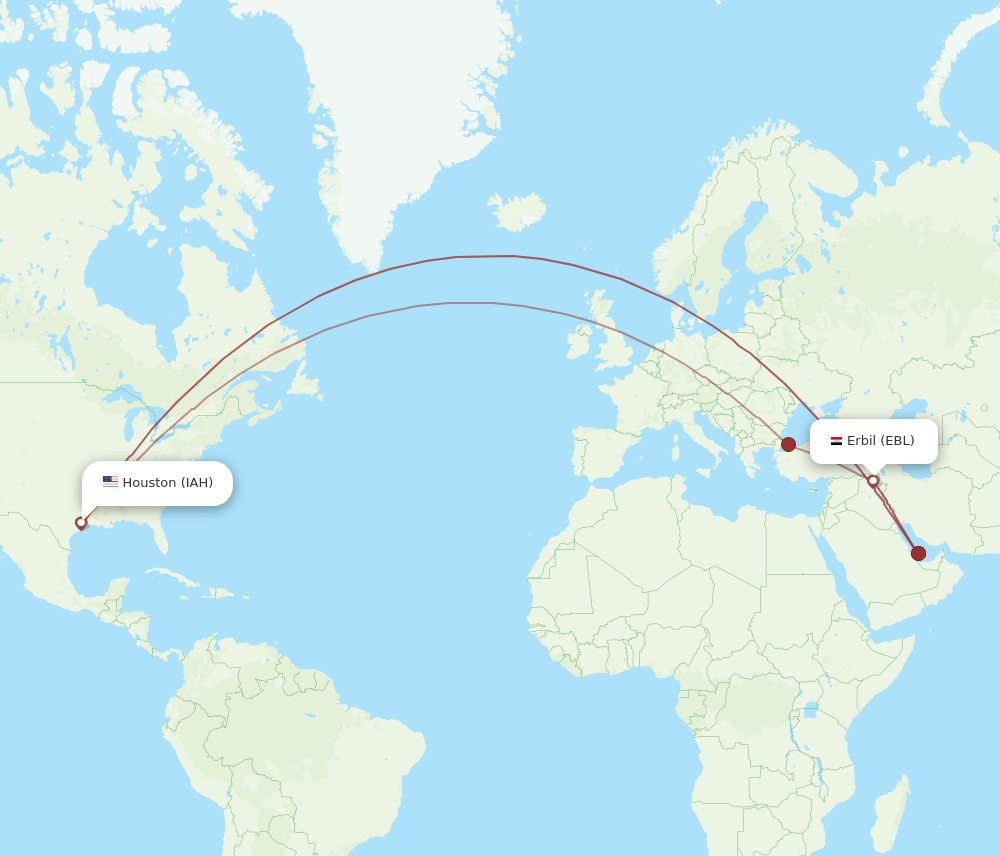 EBL-IAH flight routes