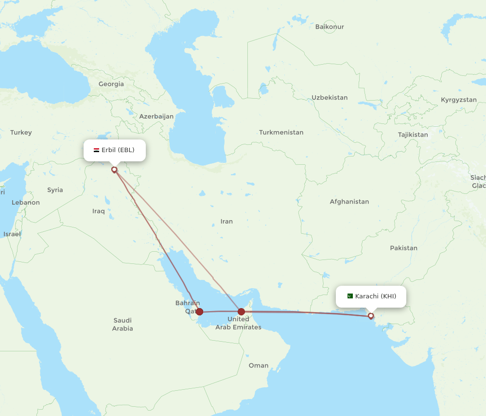 EBL-KHI flight routes