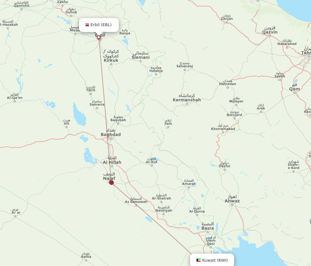 EBL-KWI flight routes