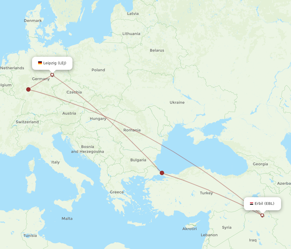 EBL-LEJ flight routes