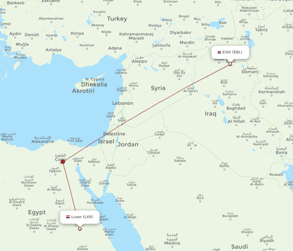 EBL-LXR flight routes