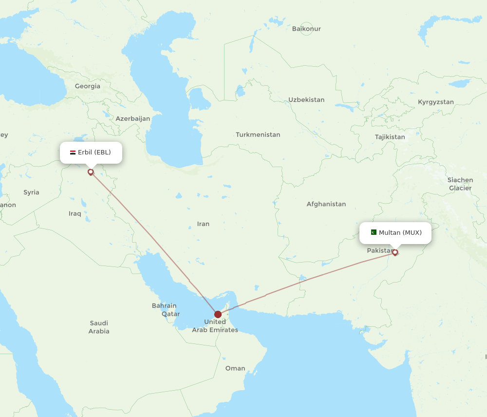 EBL-MUX flight routes