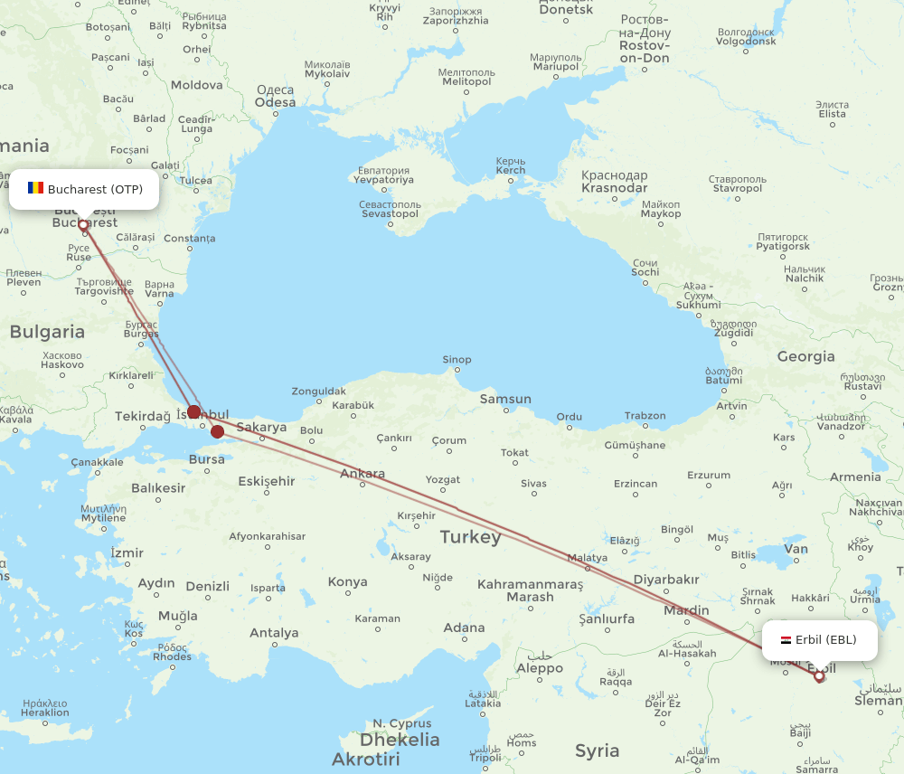 EBL-OTP flight routes