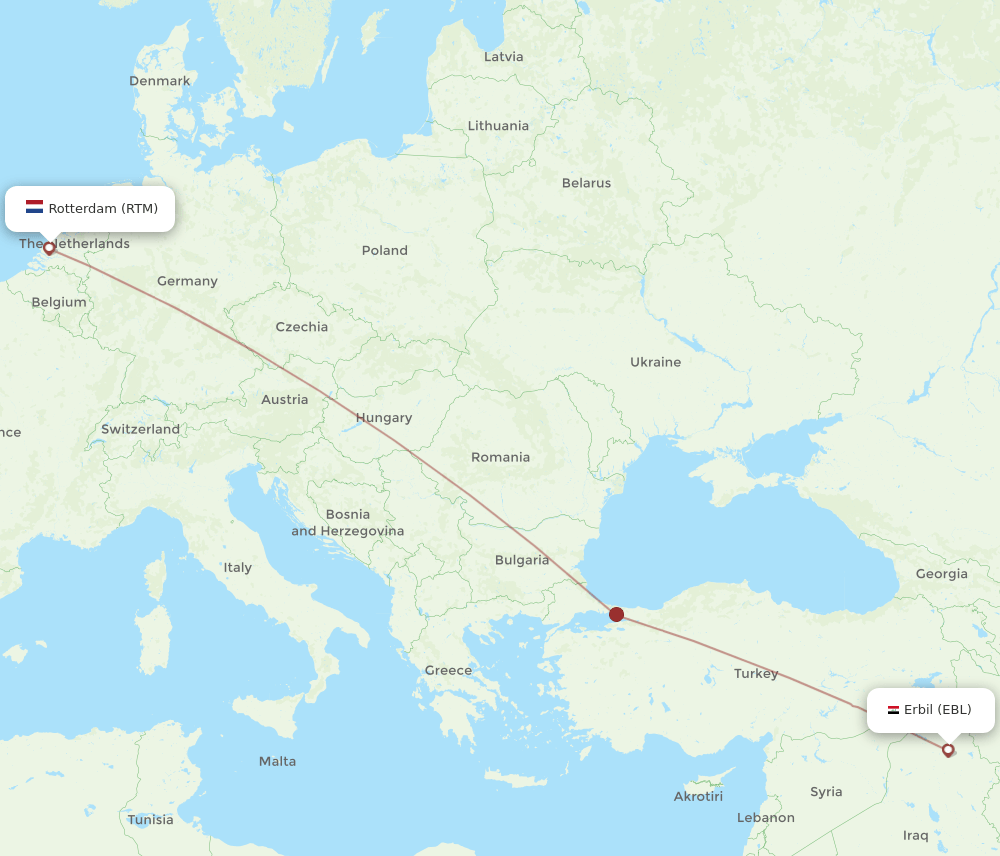 EBL-RTM flight routes
