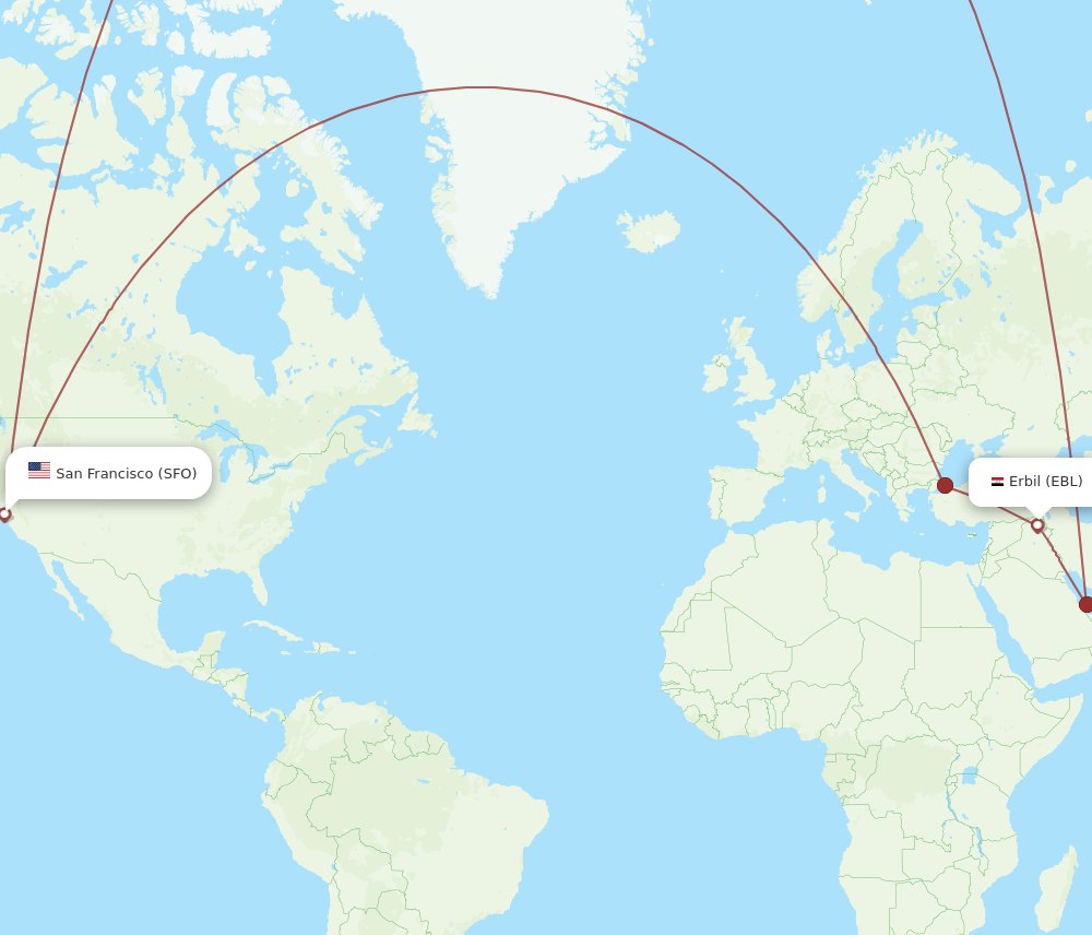 EBL-SFO flight routes
