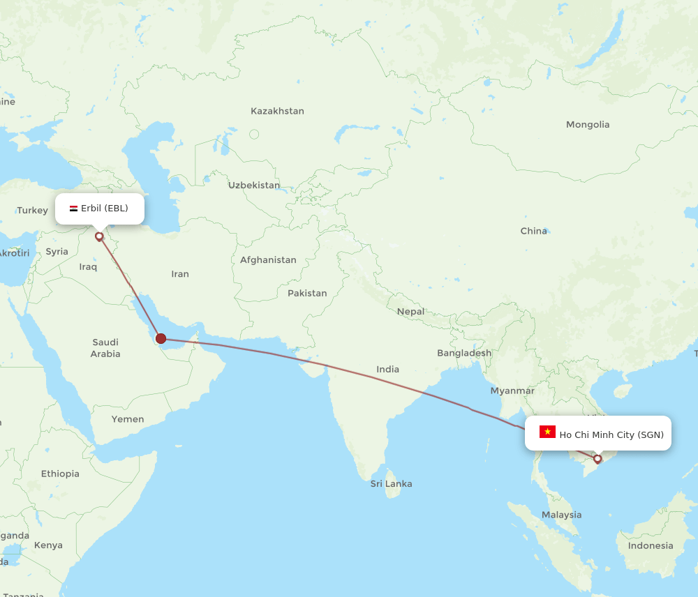 EBL-SGN flight routes