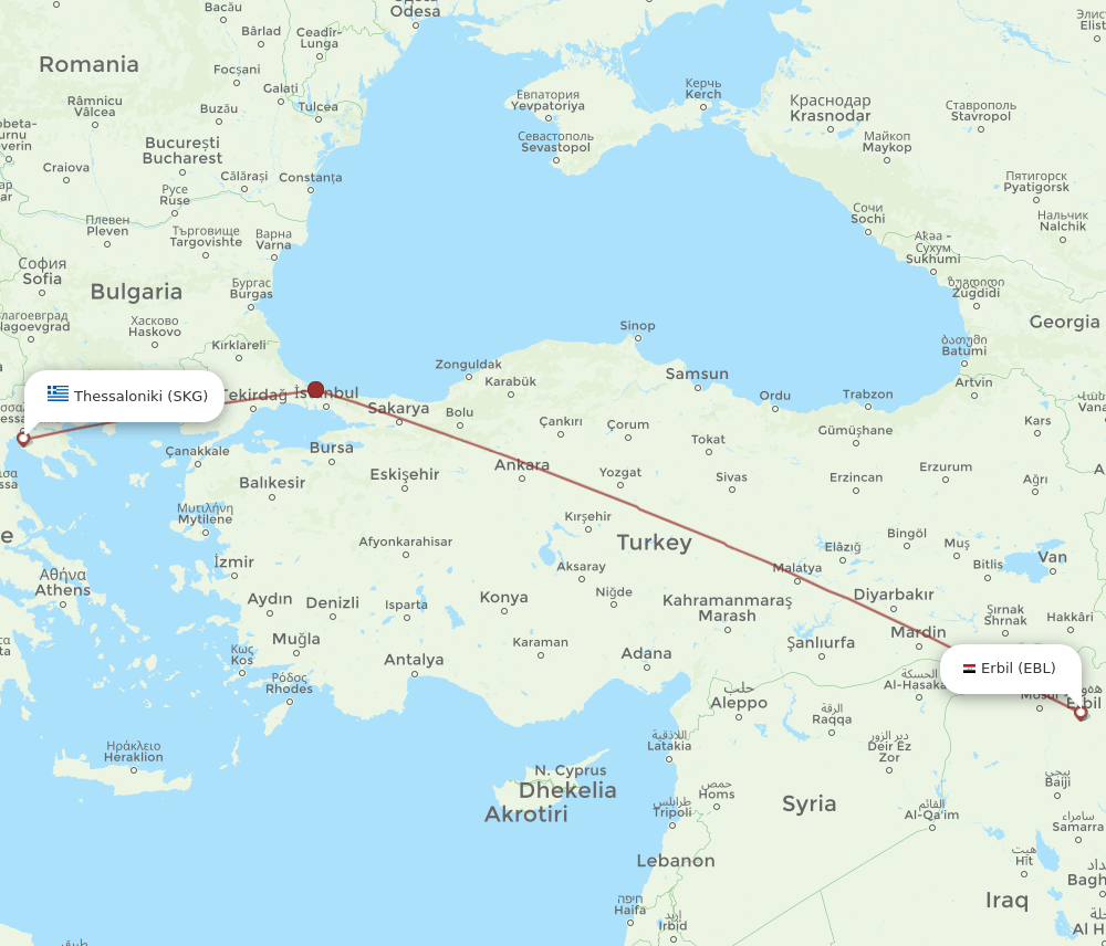 EBL-SKG flight routes