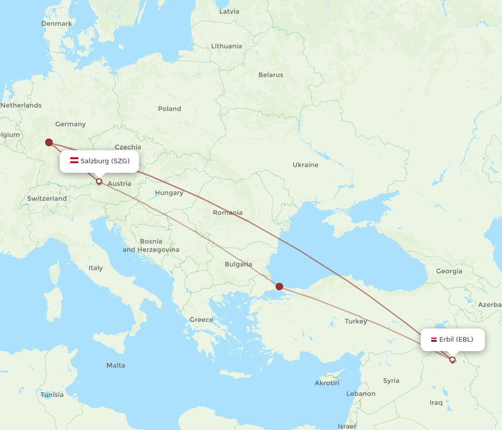 EBL-SZG flight routes