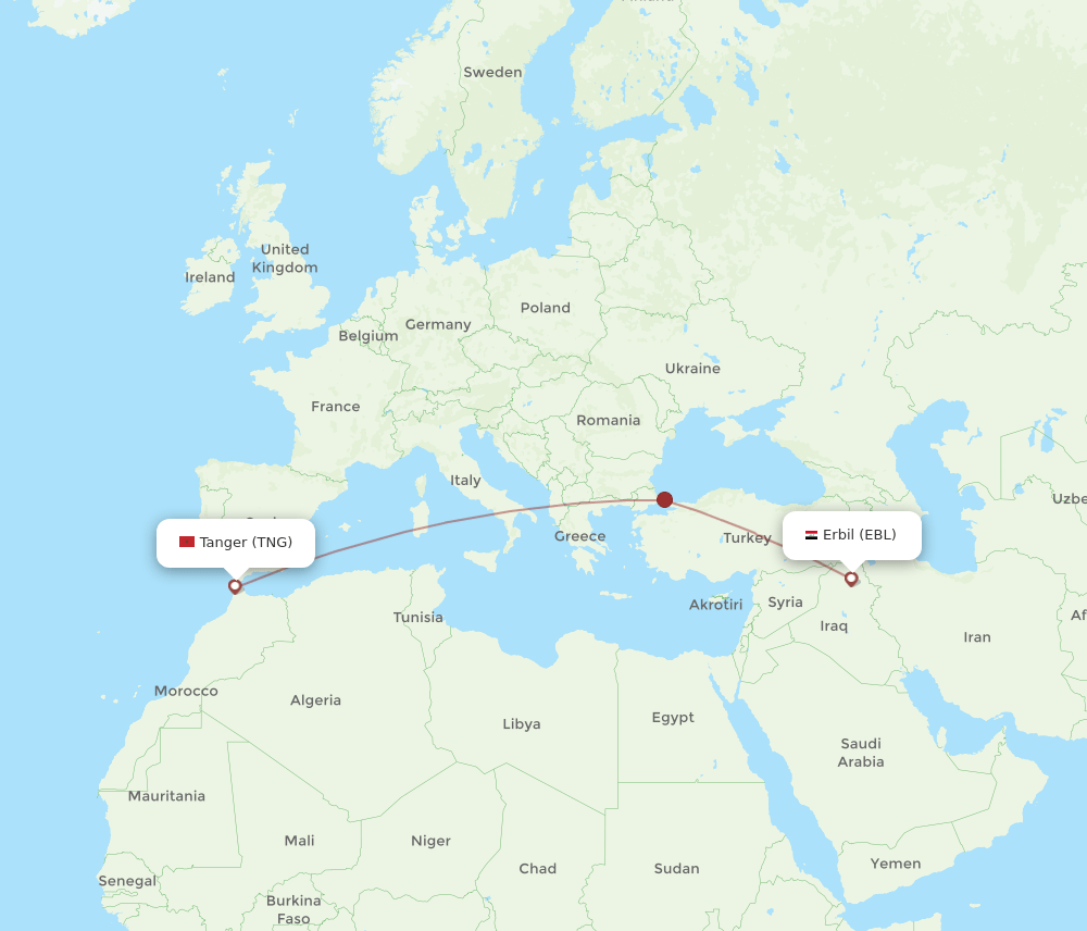 EBL-TNG flight routes