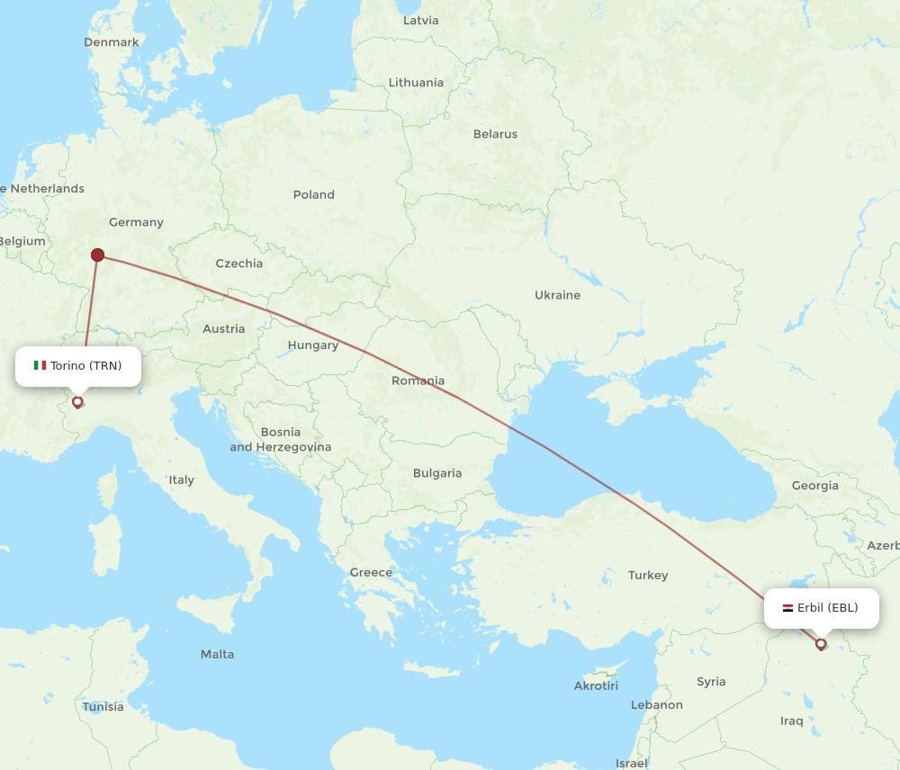 EBL-TRN flight routes