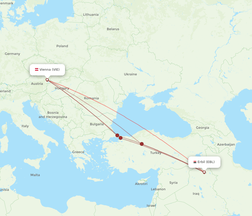 EBL-VIE flight routes
