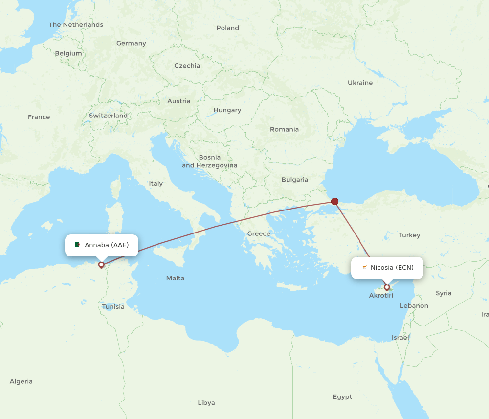 ECN to AAE flights and routes map