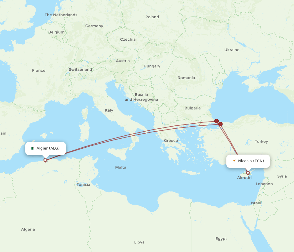 ECN to ALG flights and routes map