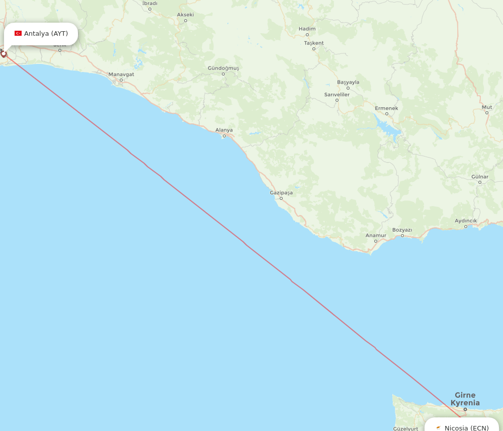 ECN-AYT flight routes