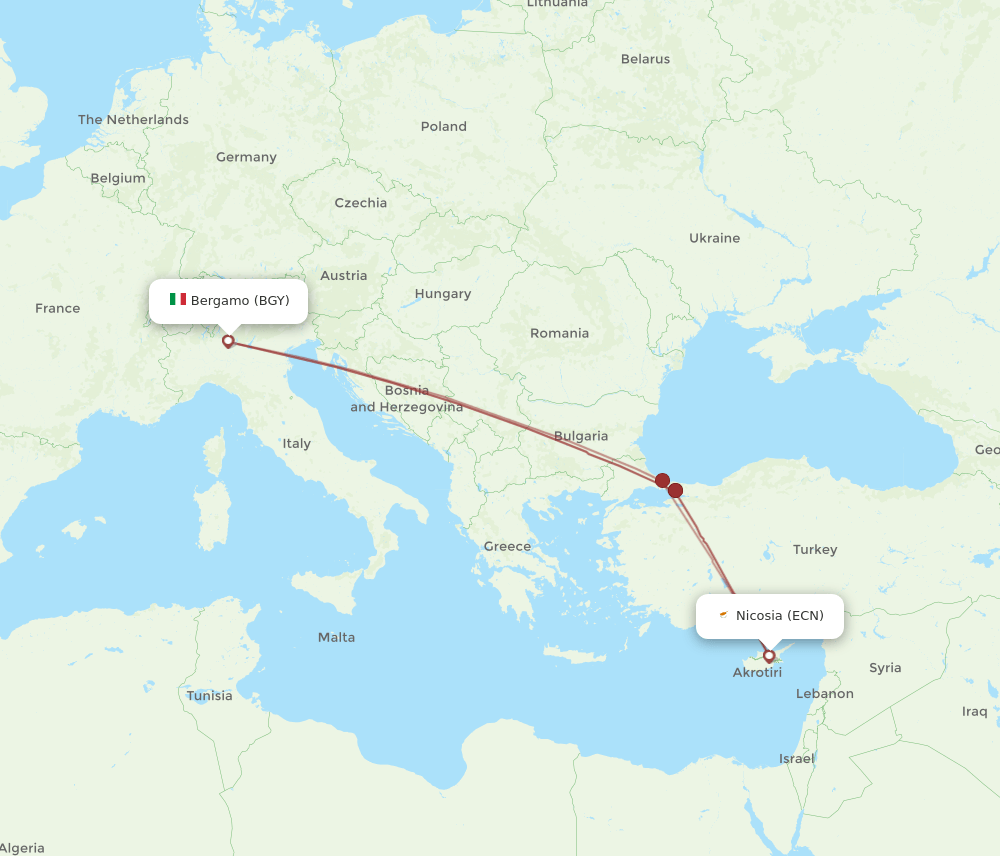 ECN-BGY flight routes