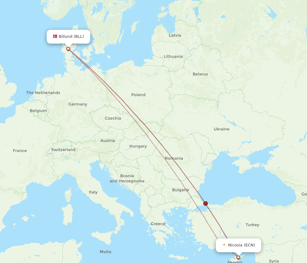 ECN-BLL flight routes
