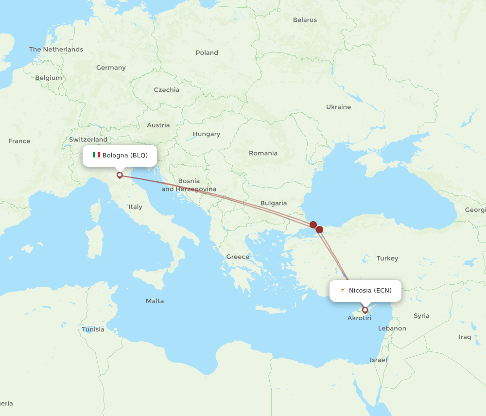 ECN-BLQ flight routes
