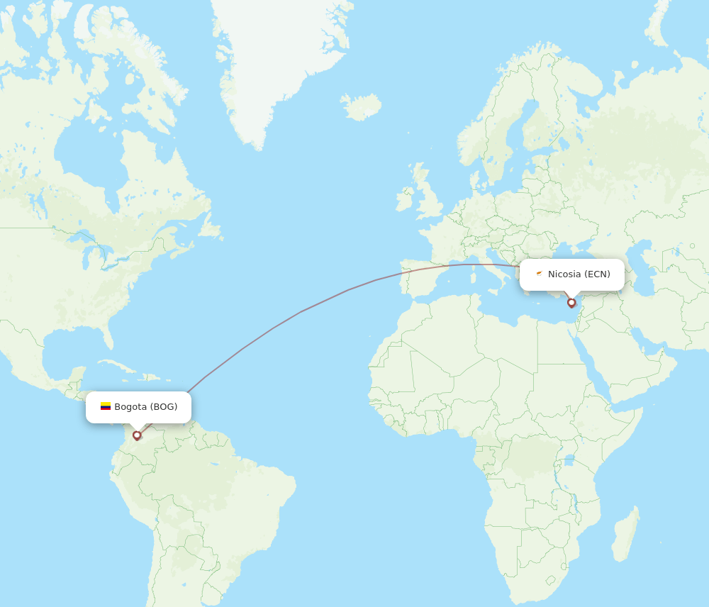 ECN-BOG flight routes