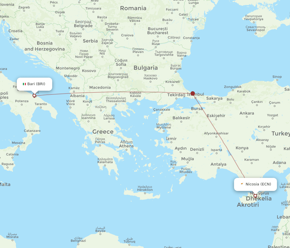 ECN-BRI flight routes